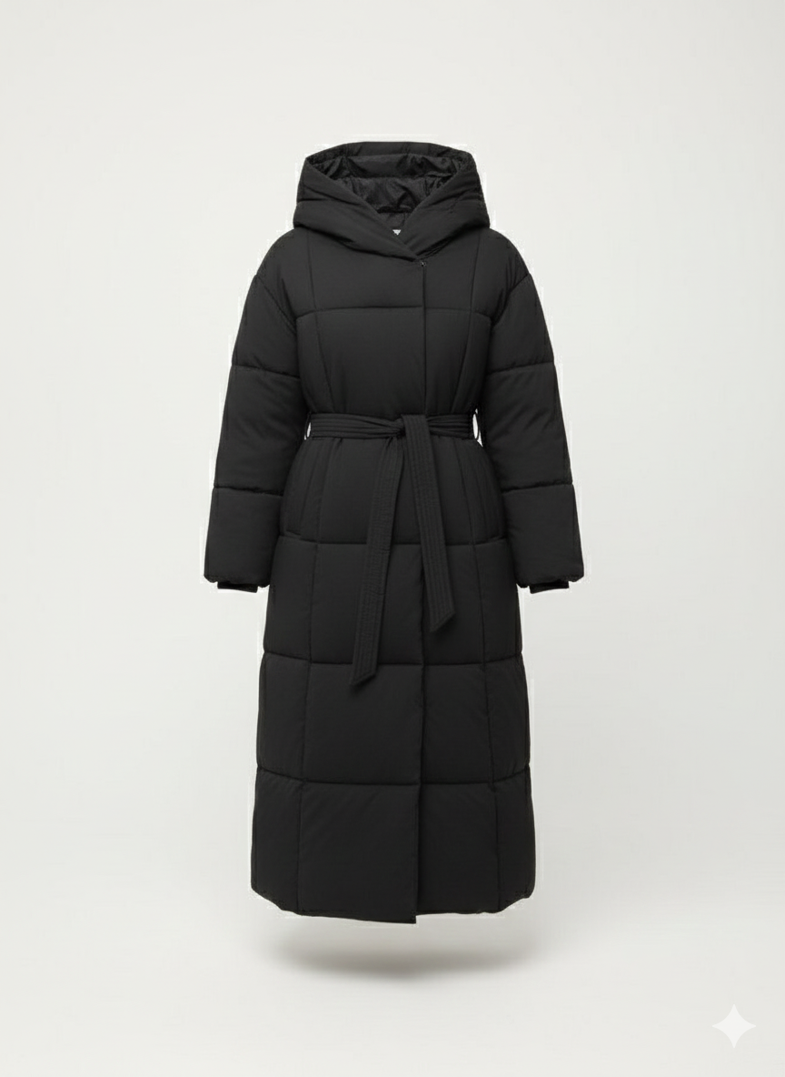 Puffer me rrip dhe kapuç